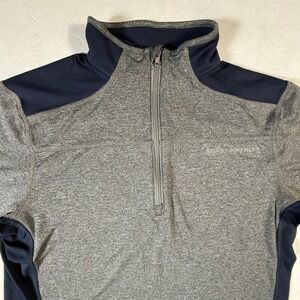 Brooks Brothers Men's Large Quarter Zip Pullover Fleece Gray Colorblock Layer